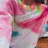 Pink Pastel Go With the Flow Rhinestone Sweater