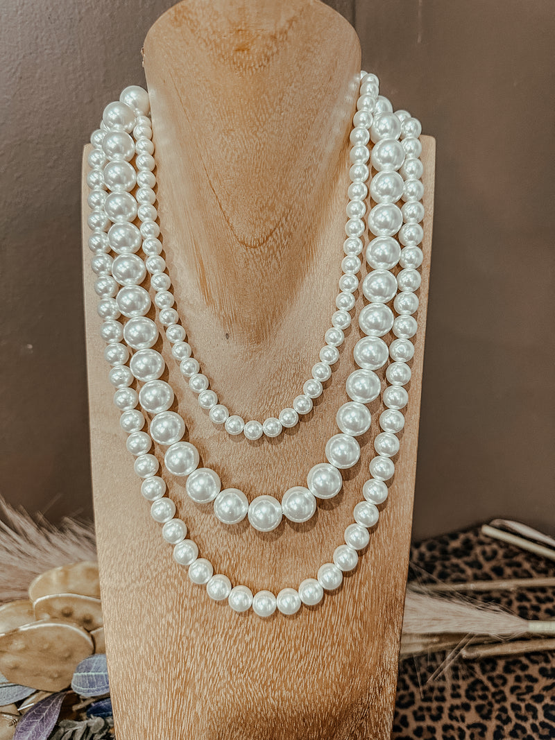 Betty 3 Row Classic Pearl Necklace