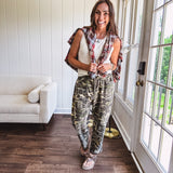 Camo Patch Stitch Wide Leg Pant