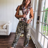 Camo Patch Stitch Wide Leg Pant
