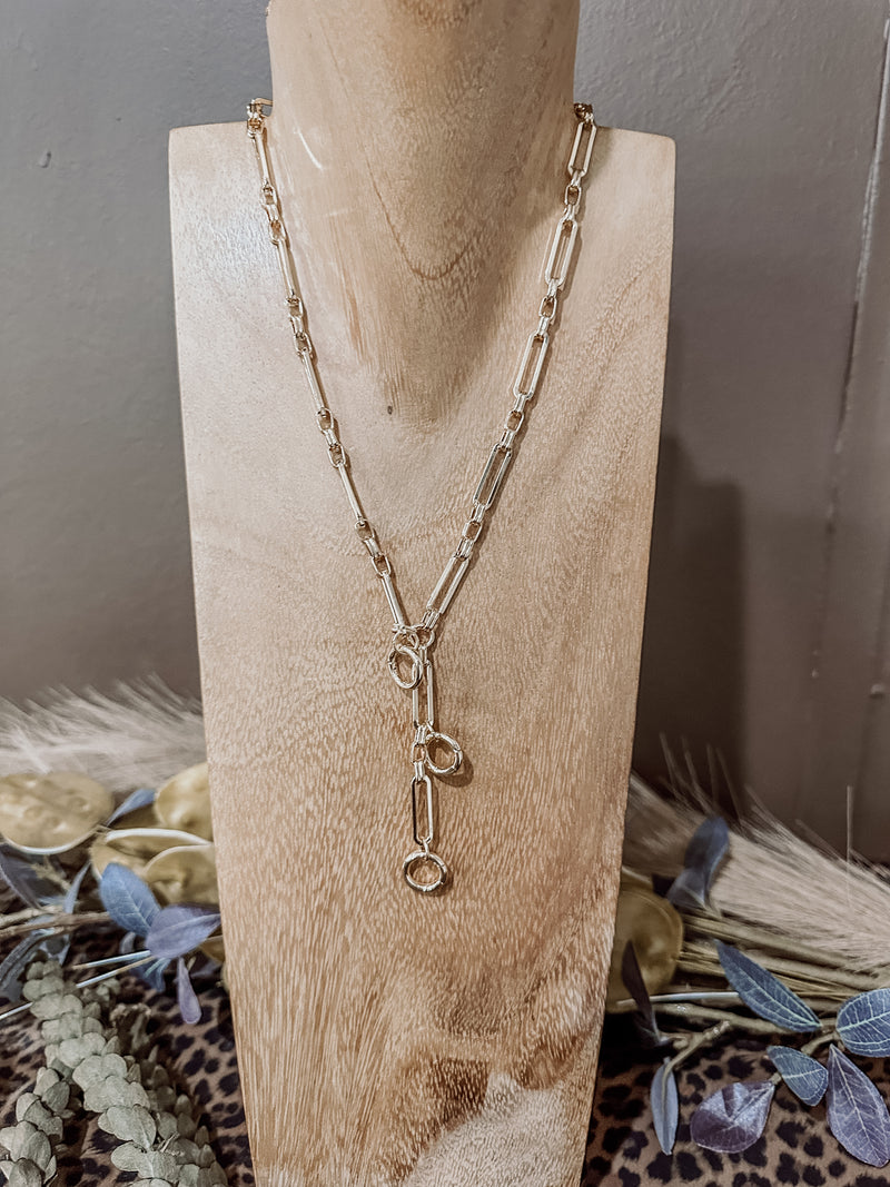 Bella Multi Charm Lariat Necklace Gold