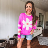 Orchid Daisy Stripe Colorblock Pullover