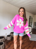 Orchid Daisy Stripe Colorblock Pullover