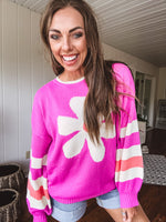 Orchid Daisy Stripe Colorblock Pullover