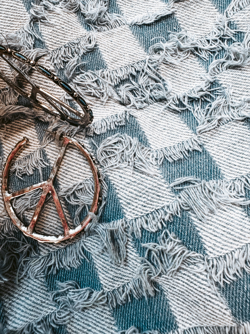 Peace Oblong Inlay Turq Earring