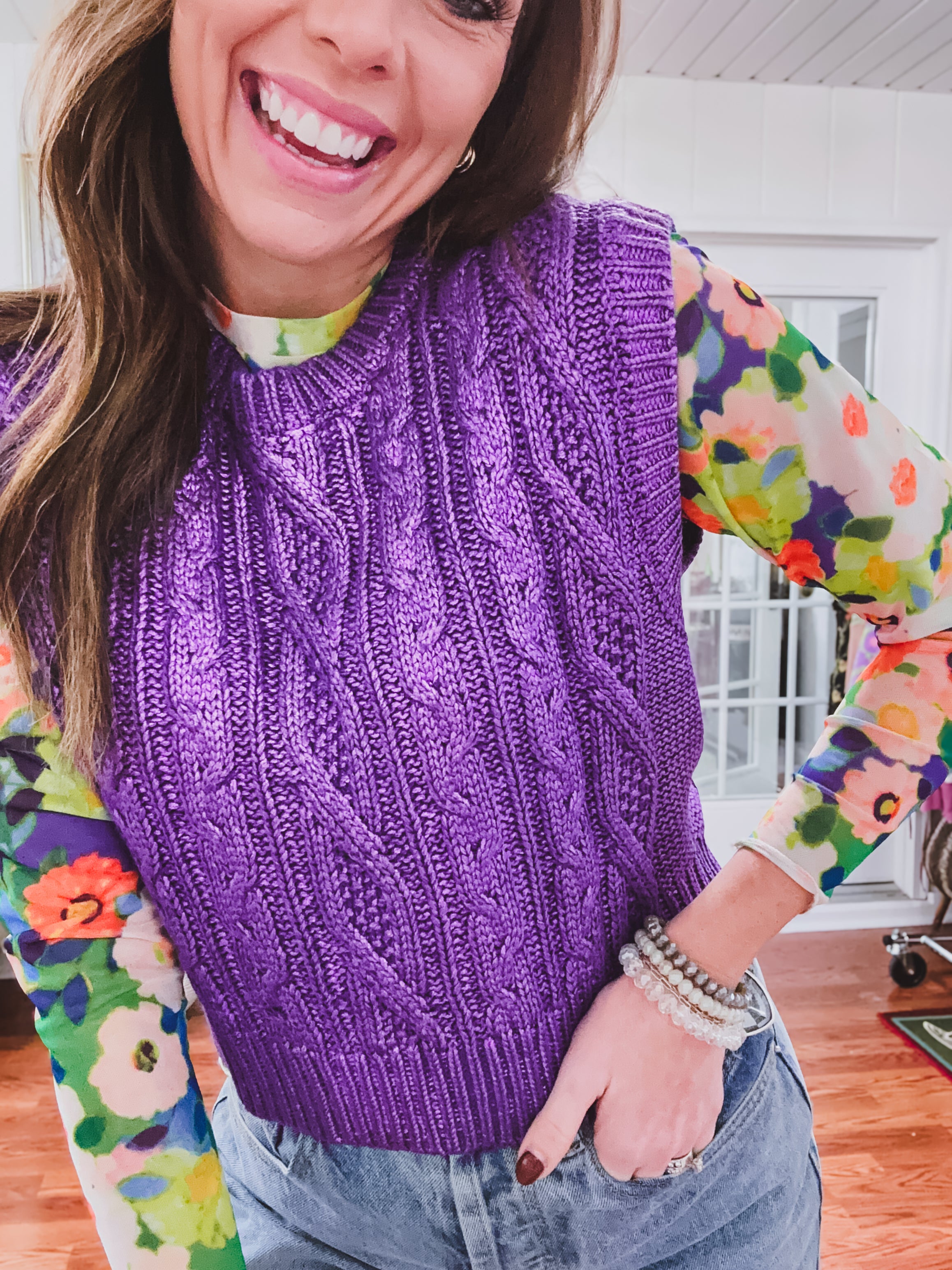 Green Multi Flower Mesh Sheer L/S