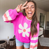 Orchid Daisy Stripe Colorblock Pullover