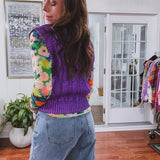 Cable Knit Metallic Crop Sweater