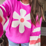 Orchid Daisy Stripe Colorblock Pullover