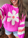 Orchid Daisy Stripe Colorblock Pullover