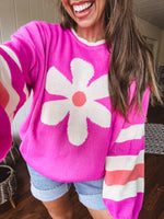 Orchid Daisy Stripe Colorblock Pullover