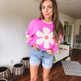 Orchid Daisy Stripe Colorblock Pullover