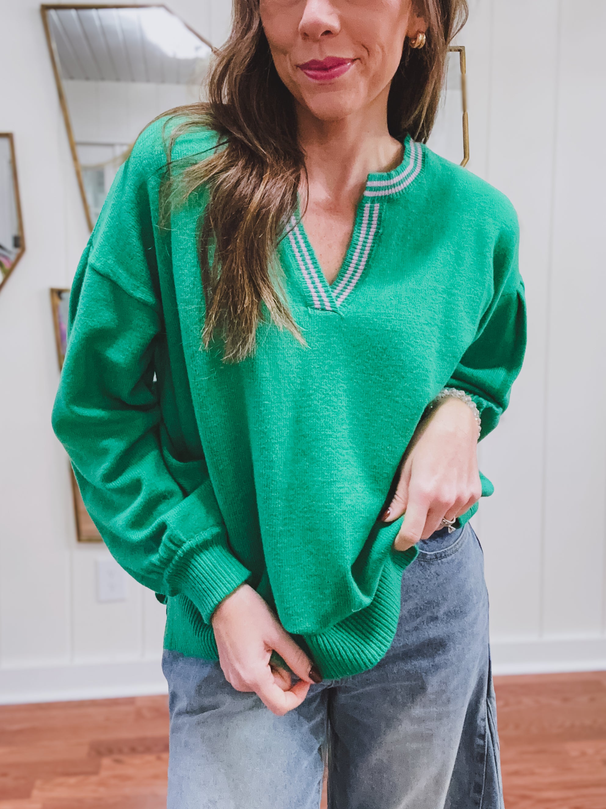 Emerald Pullover with Balloon Sleeve