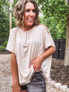 Almond Jersey Dolman with Crochet Shoulder Detail