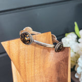 Onyx + Tigers Eye/Amber Chip Oval SS Bangle