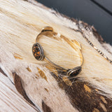Onyx + Tigers Eye/Amber Chip Oval SS Bangle