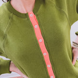 Lime Breeze Floral Button Sweater Cardigan