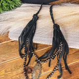 Concert Dreams Faux SS + Leather Layered Necklace