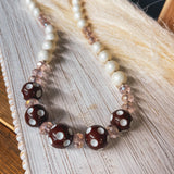 Brown + Pink Polka Dot Necklace