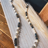 Grey Blue Hues Pearl Long Necklace