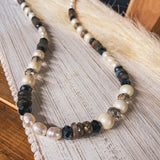 Grey Blue Hues Pearl Long Necklace