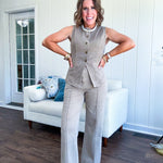 These mocha wide leg denim-like pants are your new styling secret—pair them with our matching Mocha Button Down Denim Vest for effortless sophistication, or throw them on with a tee, sweater or blouse for that perfectly curated vibe. The hook and zipper closure, unique front seam down the legs and oversized back pockets add just enough edge to keep things interesting, while the soft cotton-blend fabric moves with you. True to size, minimal stretch, maximum impact.