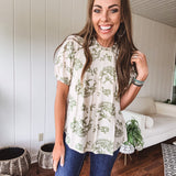 Green Paisley Pintuck Blouse