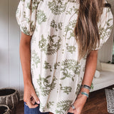 Green Paisley Pintuck Blouse