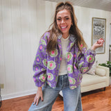 Lavender Floral Sherpa Jacket