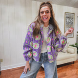 Lavender Floral Sherpa Jacket