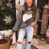 Knit Heart Patchwork Sweater