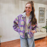Lavender Floral Sherpa Jacket