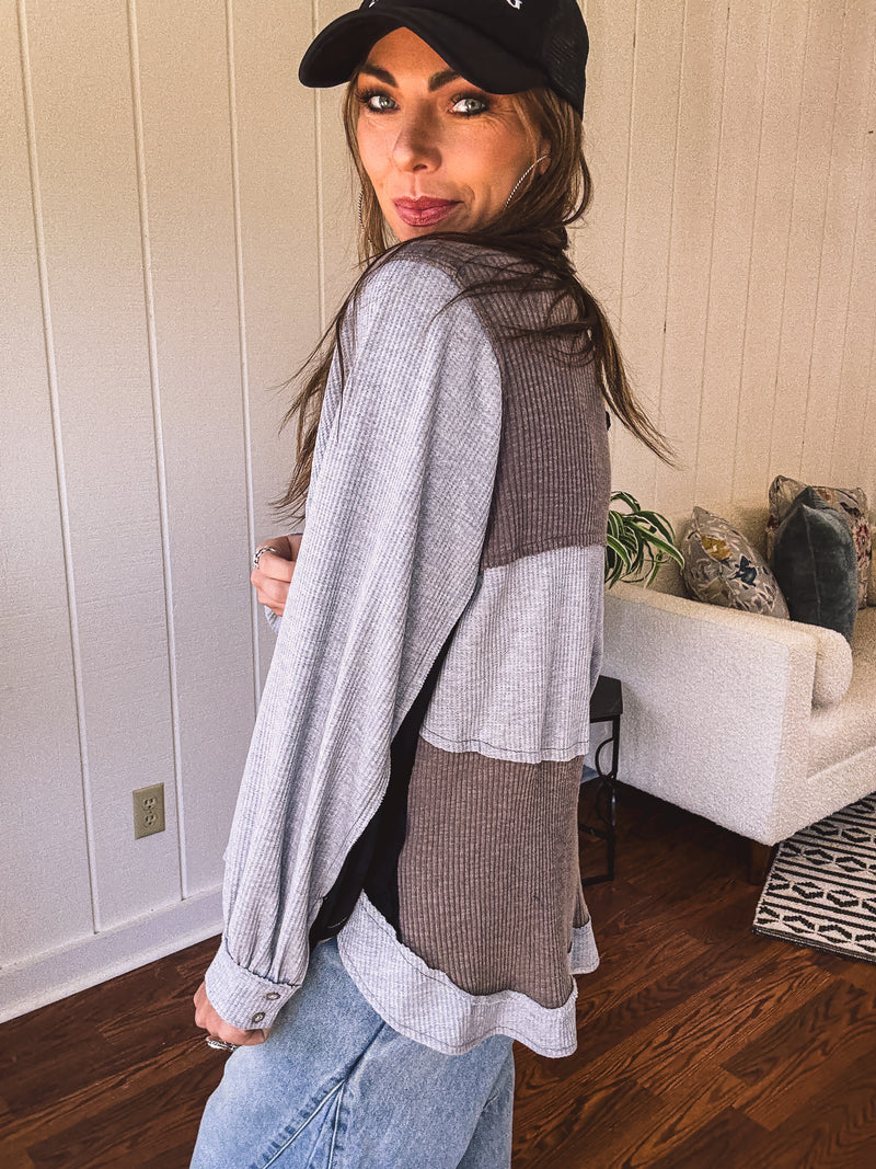 Charcoal Colorblock Thermal Mix Long Sleeve