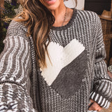 Knit Heart Patchwork Sweater