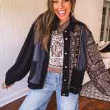 Black Paisley Jacquard Mix Shacket
