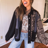 Black Paisley Jacquard Mix Shacket