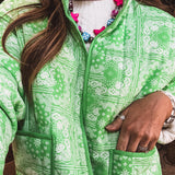 Green Bandana Print Quilted Jacket