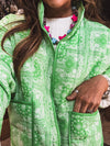 Green Bandana Print Quilted Jacket