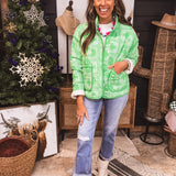 Green Bandana Print Quilted Jacket