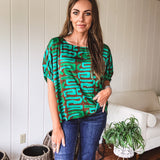 Mint Chocolate Around The Bend Printed Blouse