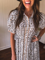 Cream Whimsical Leo Midi Button Front Dress
