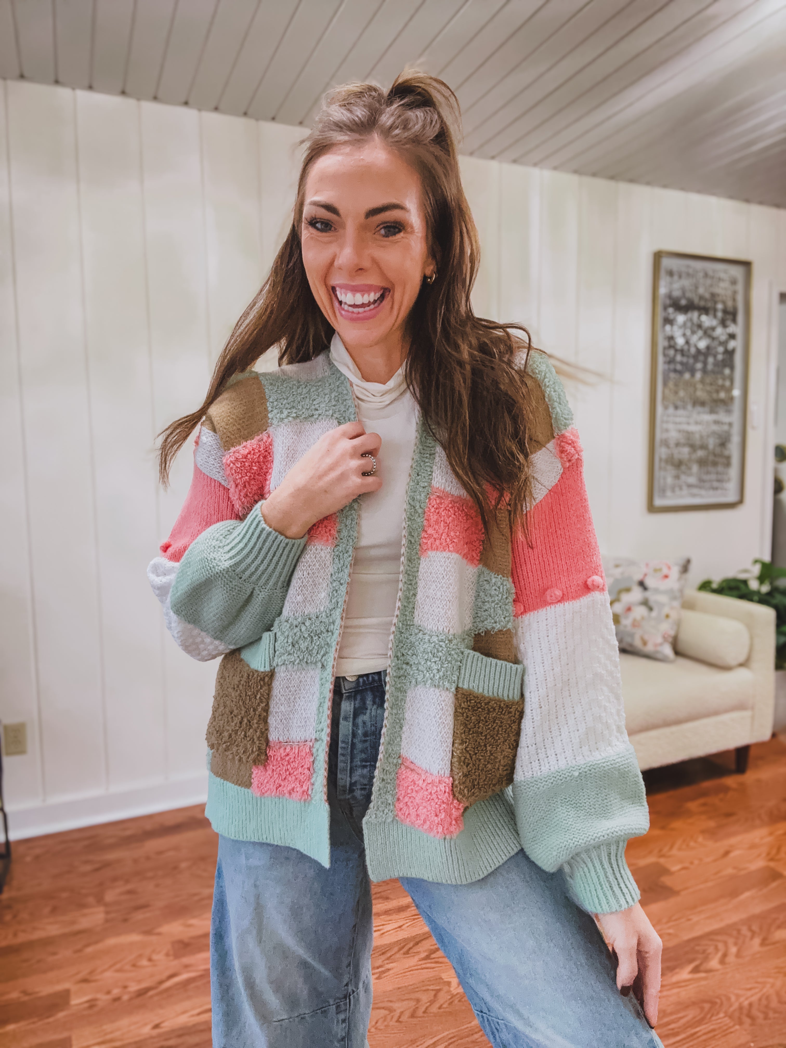 Simply Sweet Pastel Check Cardigan