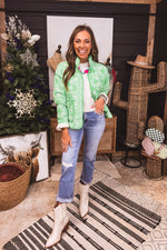 Green Bandana Print Quilted Jacket