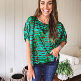 Mint Chocolate Around The Bend Printed Blouse