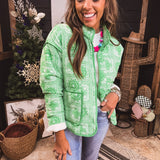 Green Bandana Print Quilted Jacket