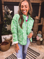 Green Bandana Print Quilted Jacket