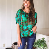 Mint Chocolate Around The Bend Printed Blouse