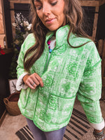 Green Bandana Print Quilted Jacket