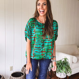Mint Chocolate Around The Bend Printed Blouse