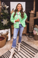 Green Bandana Print Quilted Jacket